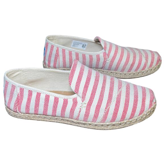 Toms Alpargata Destructured Rope Espadrilles Red Woven Stripe Casual Shoes 7.5 - Picture 1 of 8